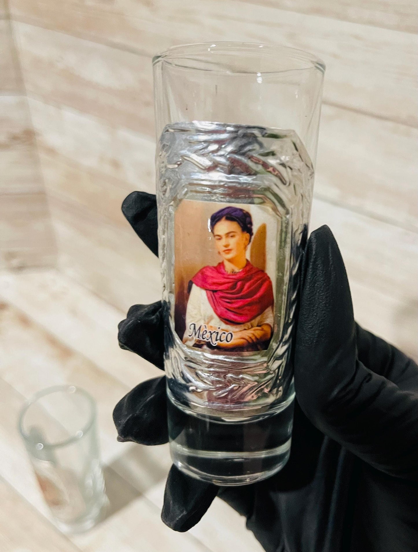 3x Frida Kahlo Mexican Glass Shot Cups Vasos Tequileros De Vidrio de Frida Kahlo Set De 3x