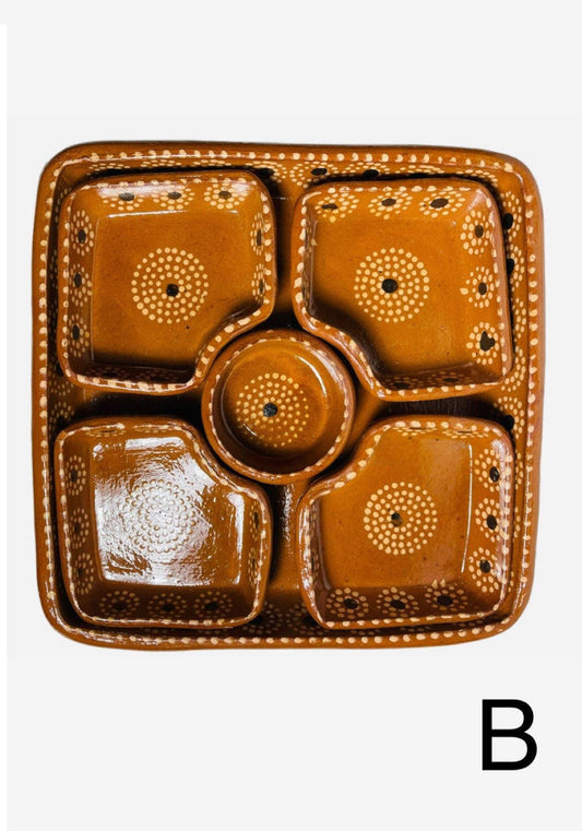 Salseros de Barro Mexicano Redondo y CuadradoTerracota Clay Serving Trays Round and Square