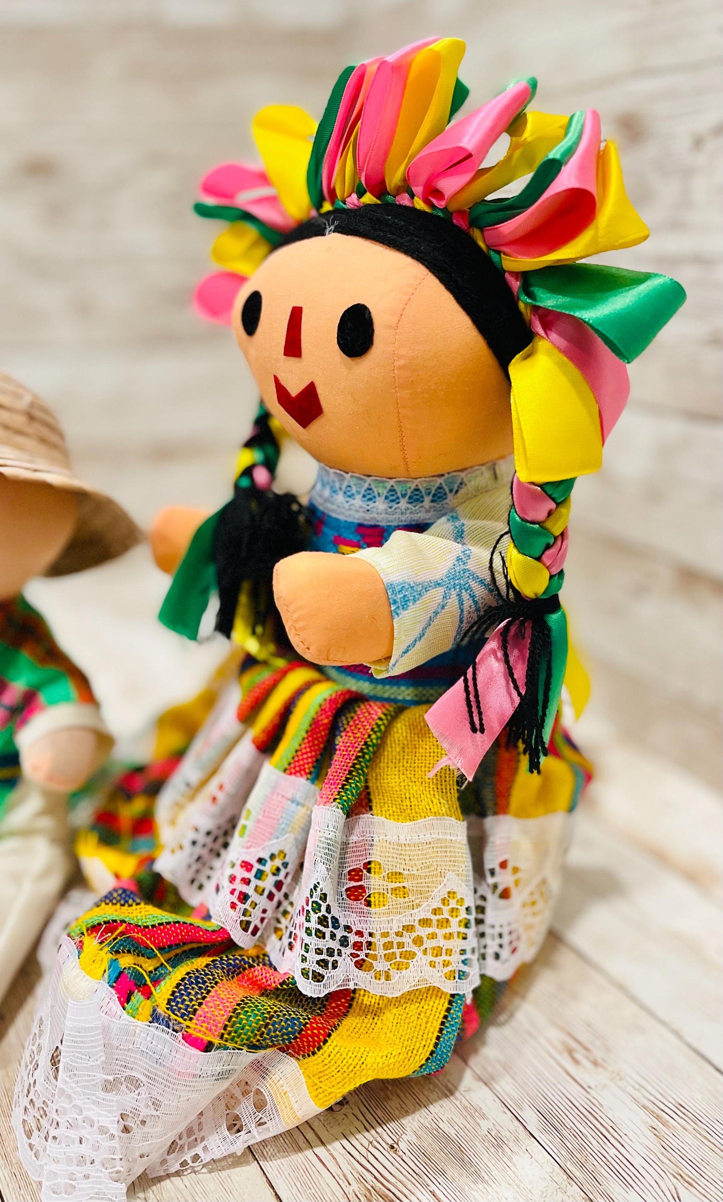 2 Set Rag Mexican Couple Lele Dolls 12 Inches Pareja de Leles Muñecas Artesanales Mexicanas 12 Pulgadas