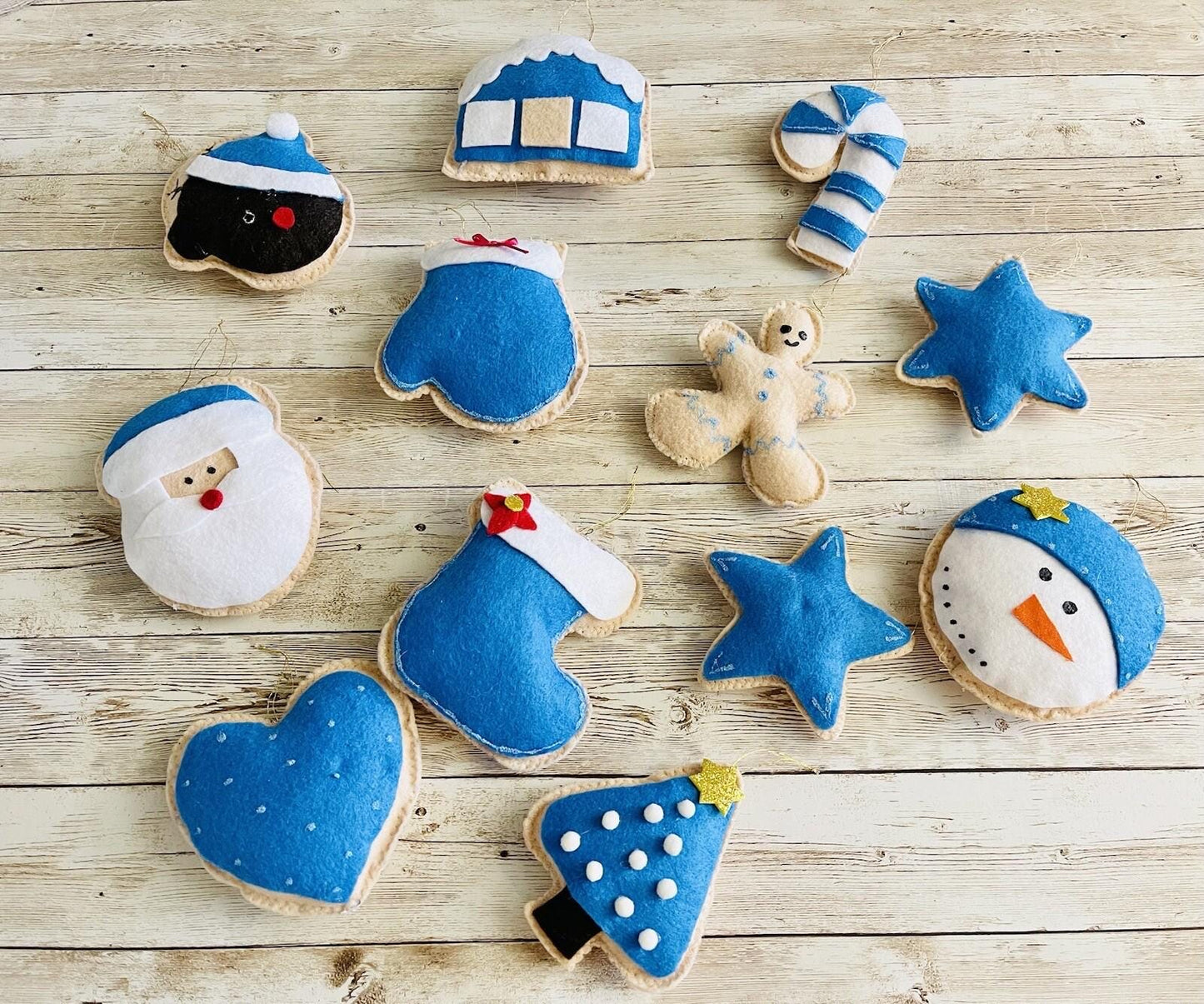 Christmas Felt Ornaments Set Of 12 4 Inches Tall Adornos NavideГ±os De Fieltro