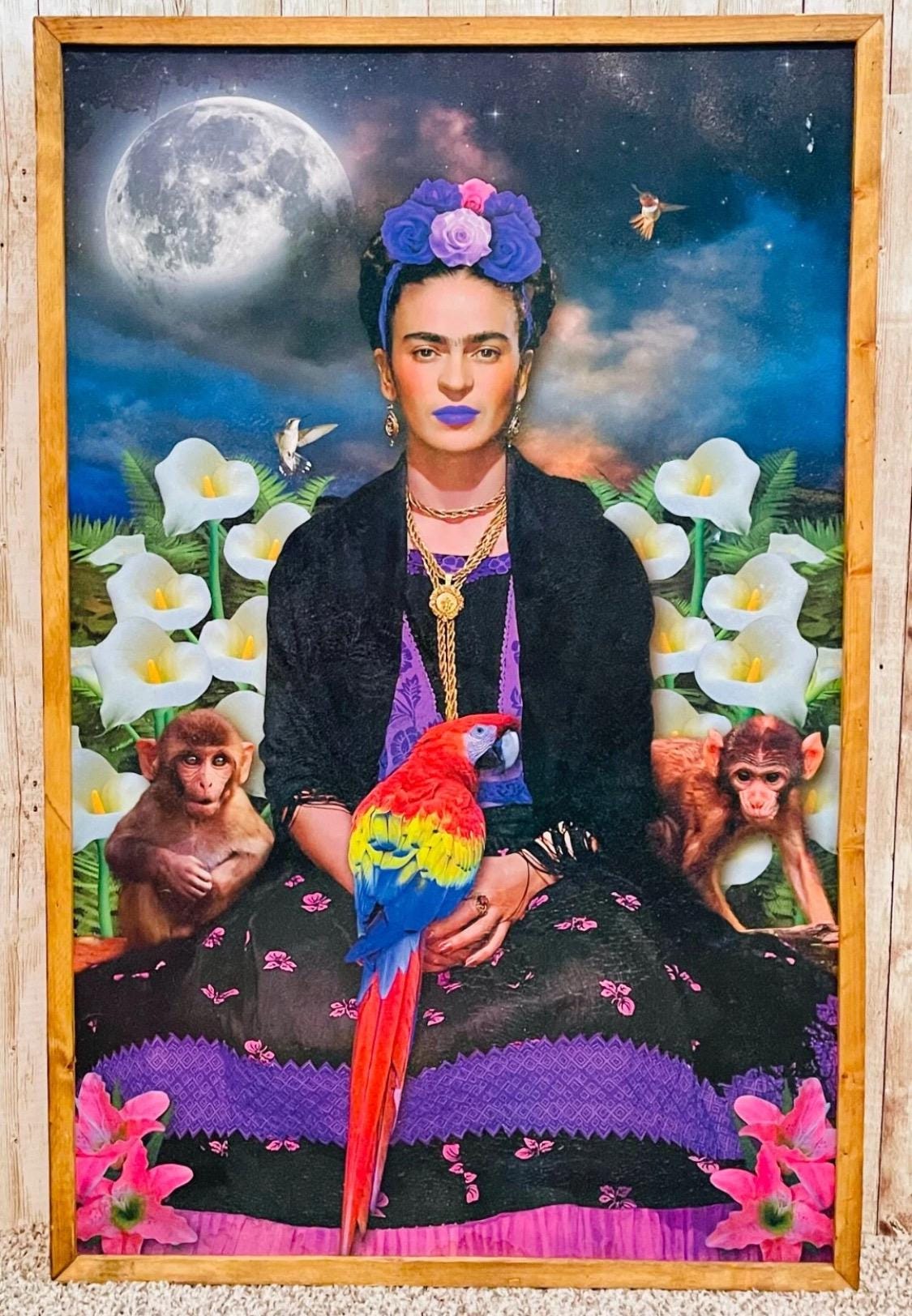 Mexican Artesanal Frida Kahlo Wood Frame Cuadro Artesanal Madera De Frida Kahlo