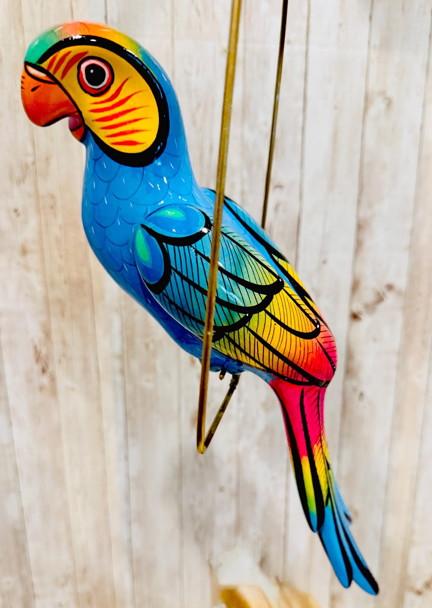 Hanging Exotic Bird in Ring Mexican Pottery Ceramic Pajaro De CerГЎmica