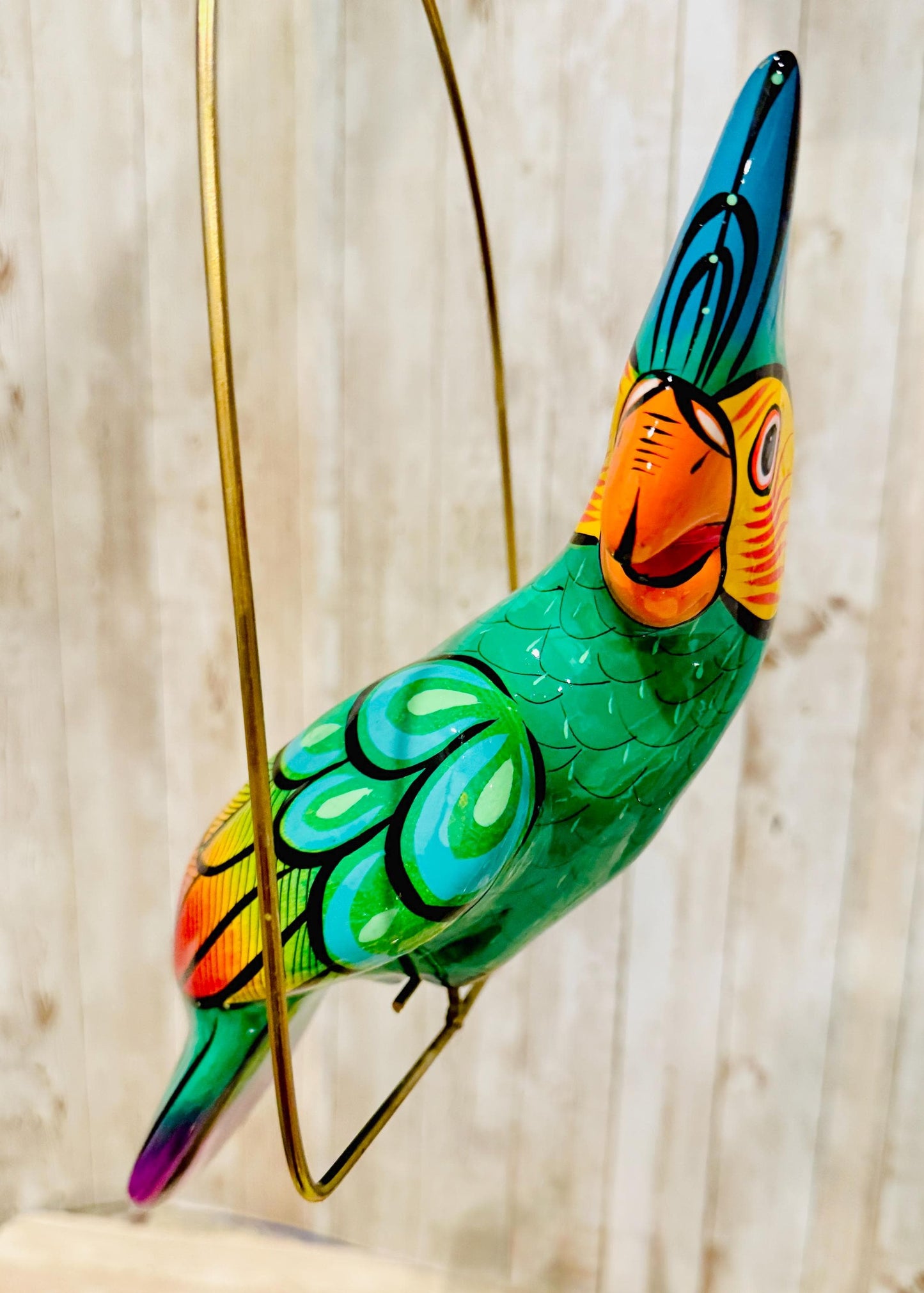 Hanging Exotic Bird in Ring Mexican Pottery Ceramic Pajaro De CerГЎmica