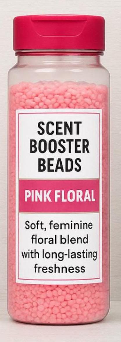 Pink Floral Roses Scented Booster Beads & Fabric Softener Set Long Lasting Freshness Floral Scent Suavizante y Perlas Aromatizantes Floral