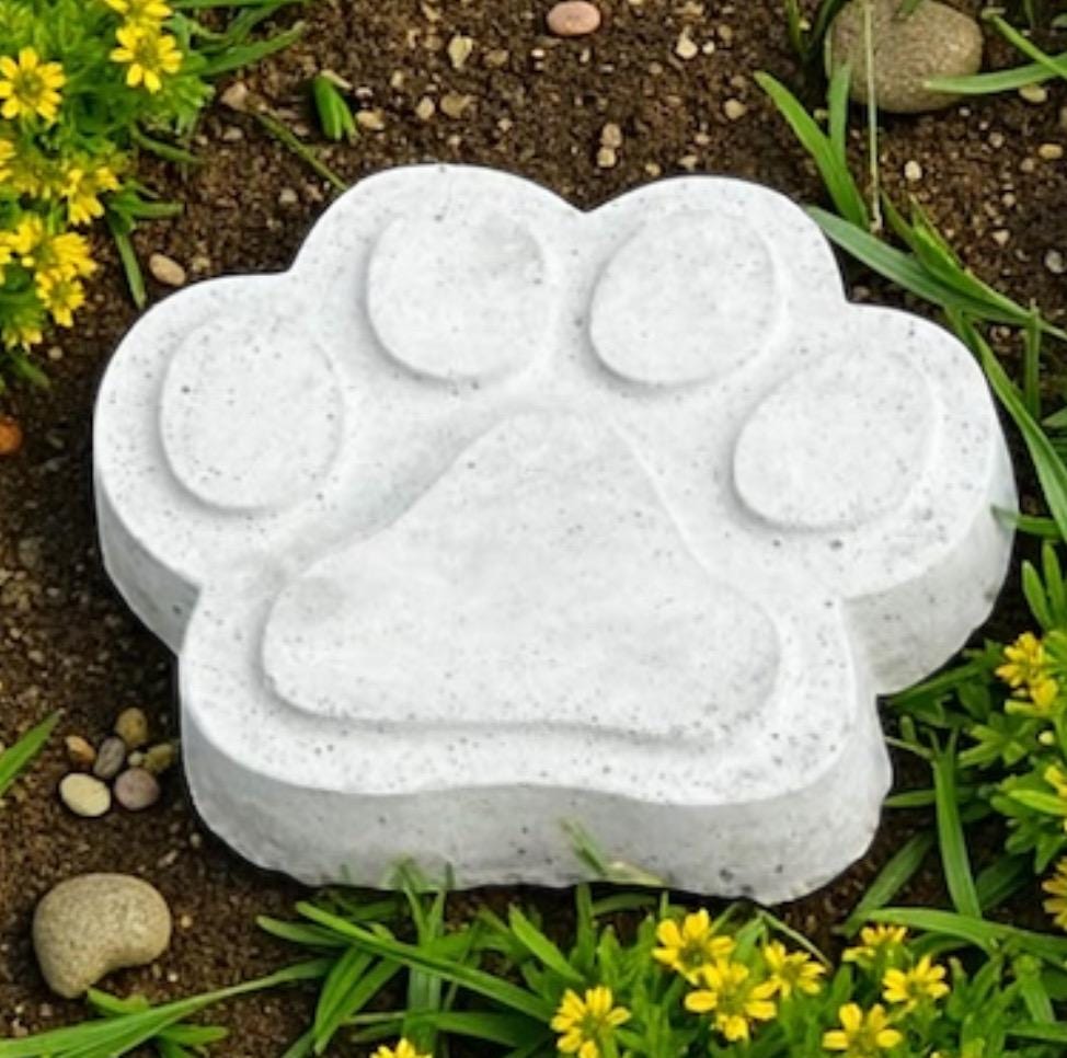Bundle Set of 2 Garden Paws Stepping Stone Garden Pathway Stepping Stone Outdoor Yard Decoration Cement Paver Lawn and Patio Ornament