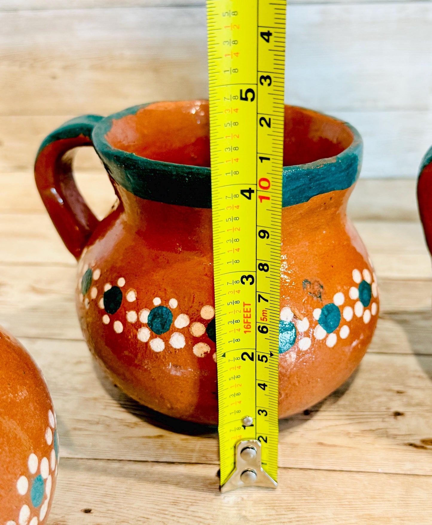 Mexican Terra Cota Pottery Coffee Cups Tazas de Barro Mexicano