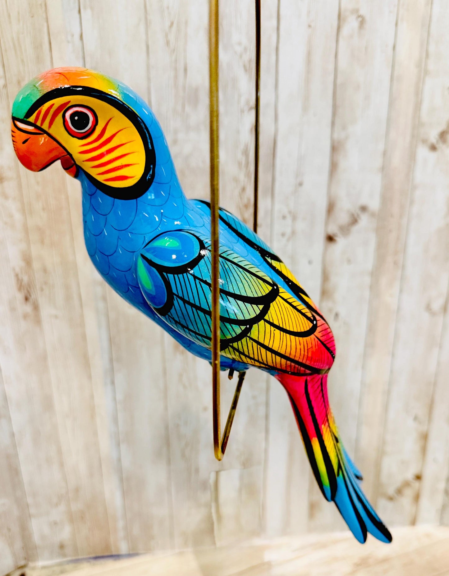 Hanging Exotic Bird in Ring Mexican Pottery Ceramic Pajaro De CerГЎmica