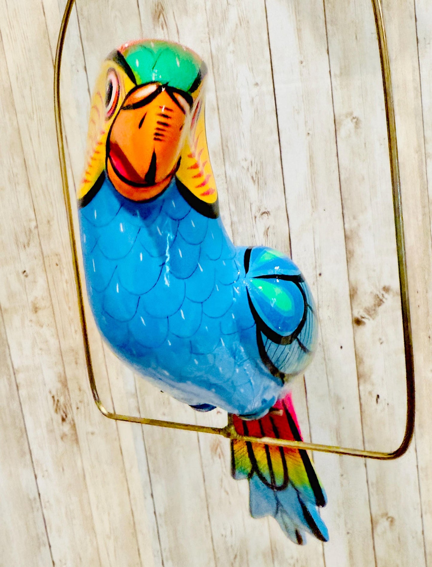 Hanging Exotic Bird in Ring Mexican Pottery Ceramic Pajaro De CerГЎmica