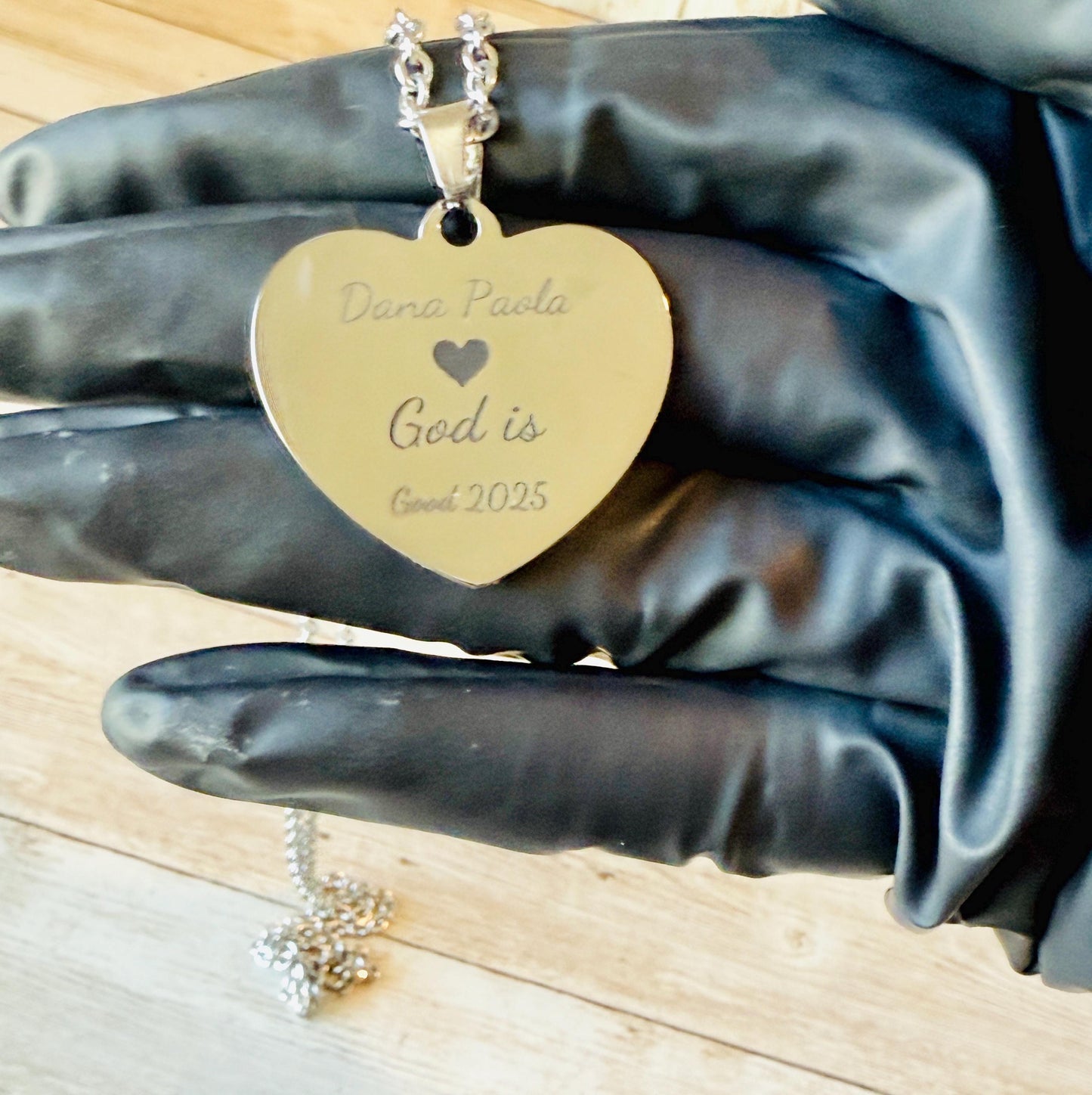 Custom Heart Pendant Necklace with Picture and Engraved Text Collar Personalizado de Corazon con Foto y conTexto Grabado Lazer
