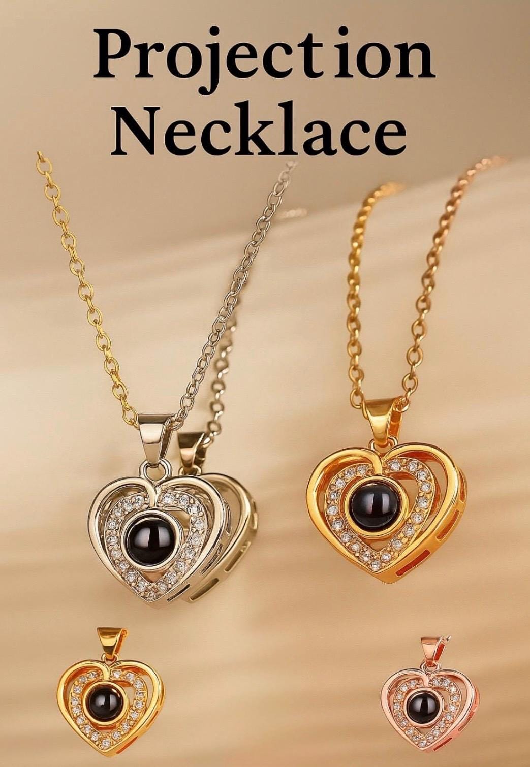 Customized Projection Heart Necklace Personalized Stainless Steel Collar Perzonalizado con Foto de Proyeccion Corazon Acero Inoxidable