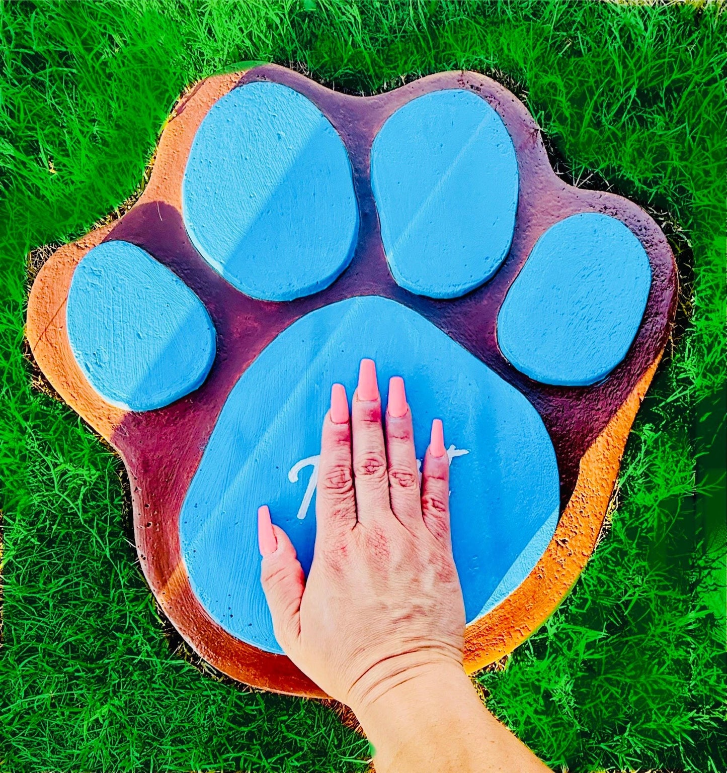 Bundle Set of 2 Garden Paws Stepping Stone Garden Pathway Stepping Stone Outdoor Yard Decoration Cement Paver Lawn and Patio Ornament