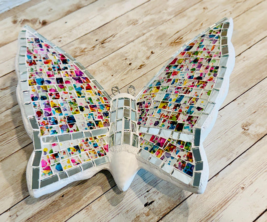 Handmade Mosaic Butterfly Wallart Decoration Mariposa de Mosaico Mexicana Decoración para Hogar y Jardin