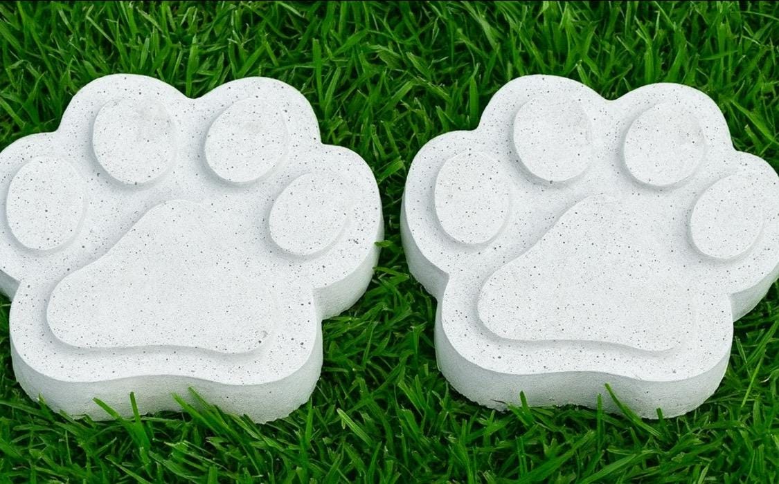 Bundle Set of 2 Garden Paws Stepping Stone Garden Pathway Stepping Stone Outdoor Yard Decoration Cement Paver Lawn and Patio Ornament