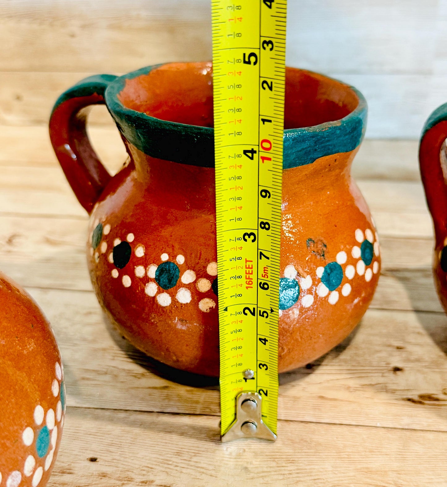 Mexican Terra Cota Pottery Coffee Cups Tazas de Barro Mexicano