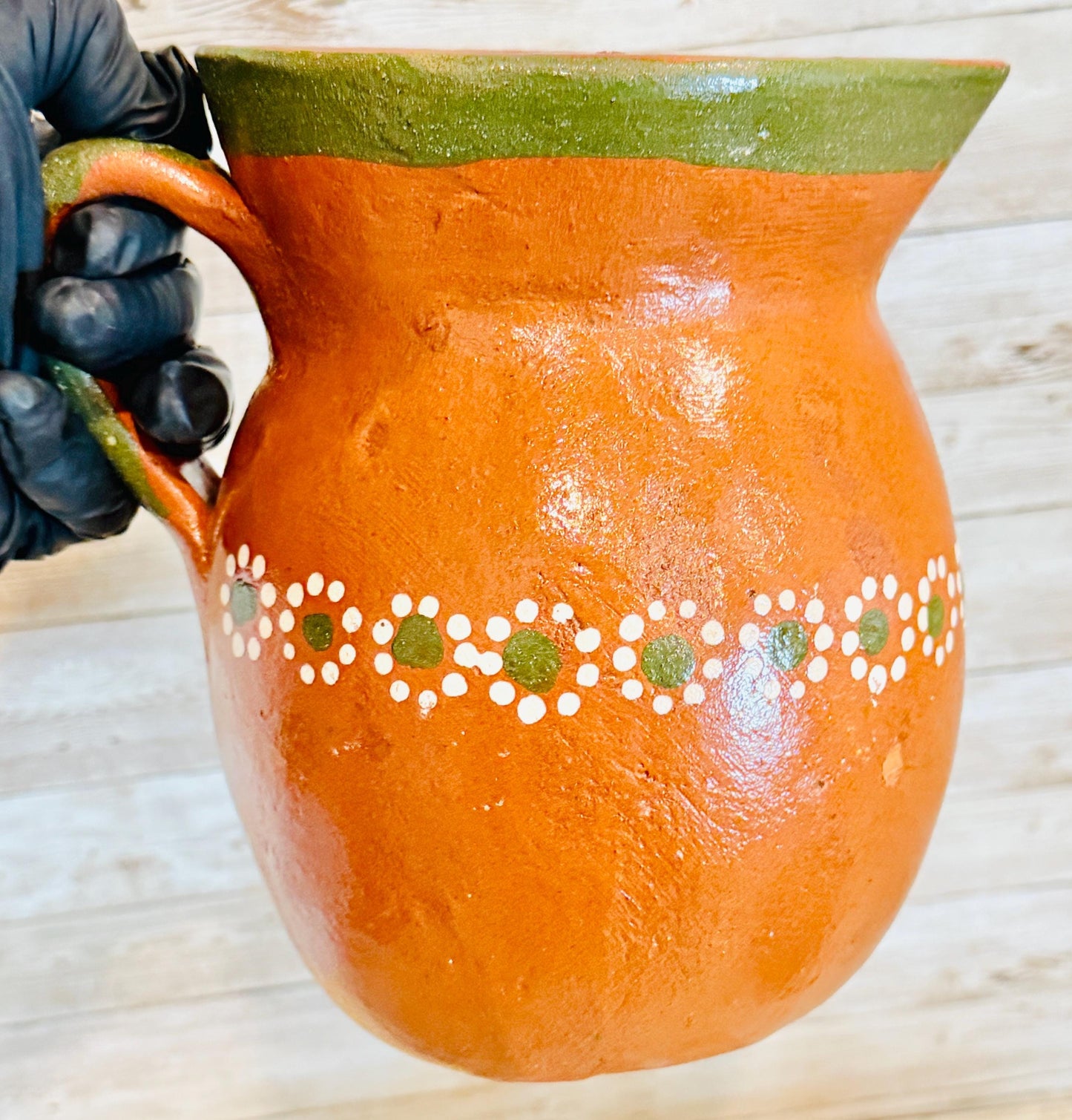 Mexican Terra Cota Pottery Set Coffee/Tea Pitcher with 2 Cups Set de Barro Artesanal Mexicano Jarro con 2 Tazas