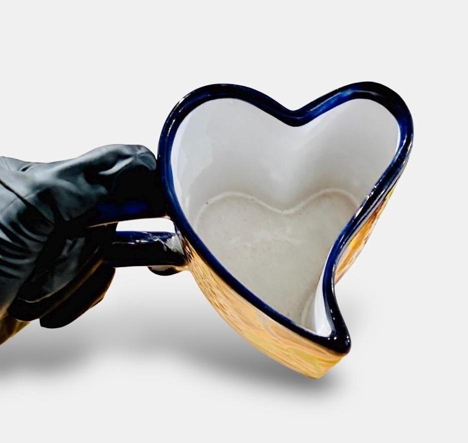 Mexican Talavera Heart Shaped Cup Taza de Talavera Mexicana de Forma en Corazon