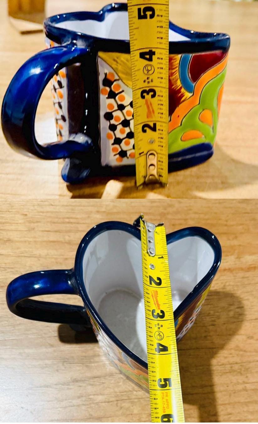Mexican Talavera Heart Shaped Cup Taza de Talavera Mexicana de Forma en Corazon