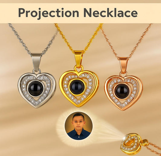 Customized Projection Heart Necklace Personalized Stainless Steel Collar Perzonalizado con Foto de Proyeccion Corazon Acero Inoxidable