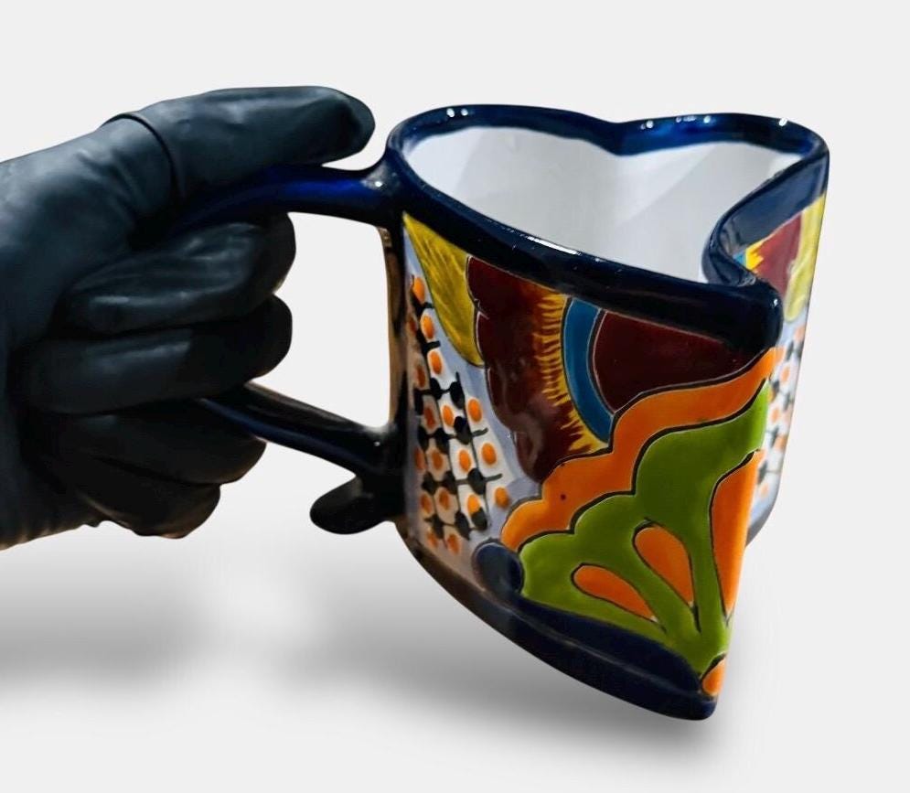 Mexican Talavera Heart Shaped Cup Taza de Talavera Mexicana de Forma en Corazon