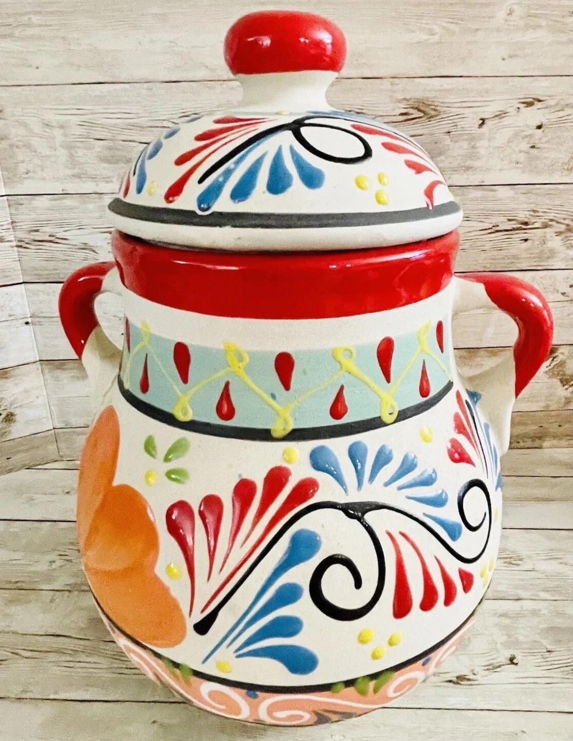 Olla de Barro Frijolera con Tapa Clay Pot with lid Fits Up To 1 Kg Terracota Pot