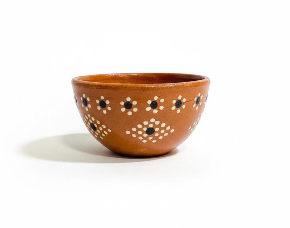 Terra Cotta Mexican Art Pottery Coffee or Tea Cups with Plates Tazas de Barro Artesanales Mexicana con su Platito
