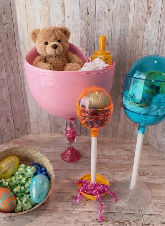 Personalized Large Easter Egg Candy/Gift Holder Basket with Lollipop Treat Containers Dulcero Personalizado de Pascua Centro de Mesa