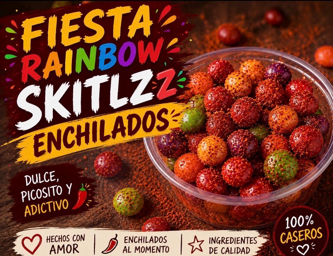 Fiesta Rainbow Skitlz Enchilados Dulces Enchilados Skitlz Picosito y Dulce
