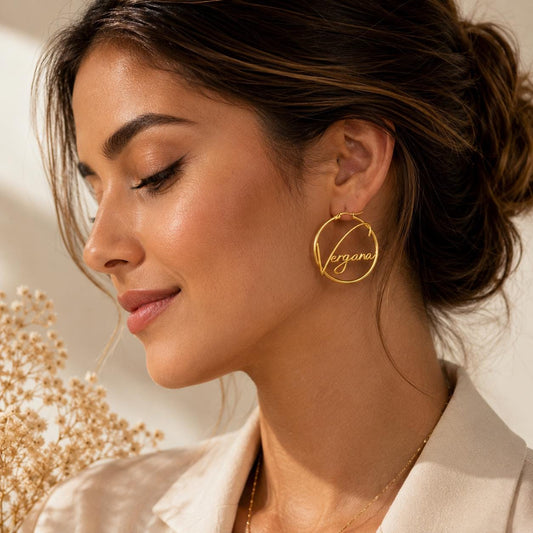 Personalized Name Hoop Earrings Custom Gold Wire Name Earrings Stainless Steel Gold Plated Minimalist Gift for Her