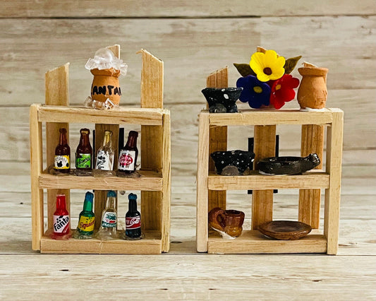 2x Mexican Kitchen Magnet Trasterito with Miniature Accessories 2 Trasteritos de Cocina con Accesorios en Miniatura y Iman