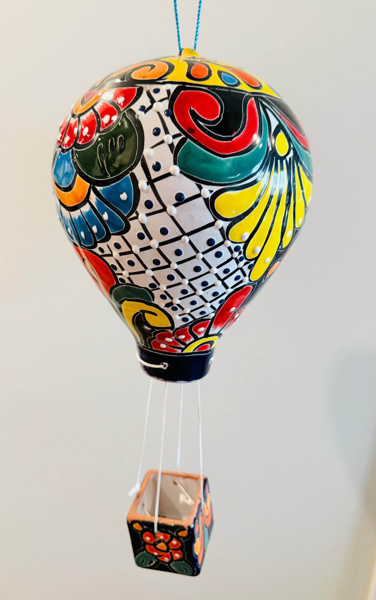 Mexican Talavera Hot Air Ballon Ceramic Hanging Decor Globo Aerostático Mexicano de Talavera Globo de Aire