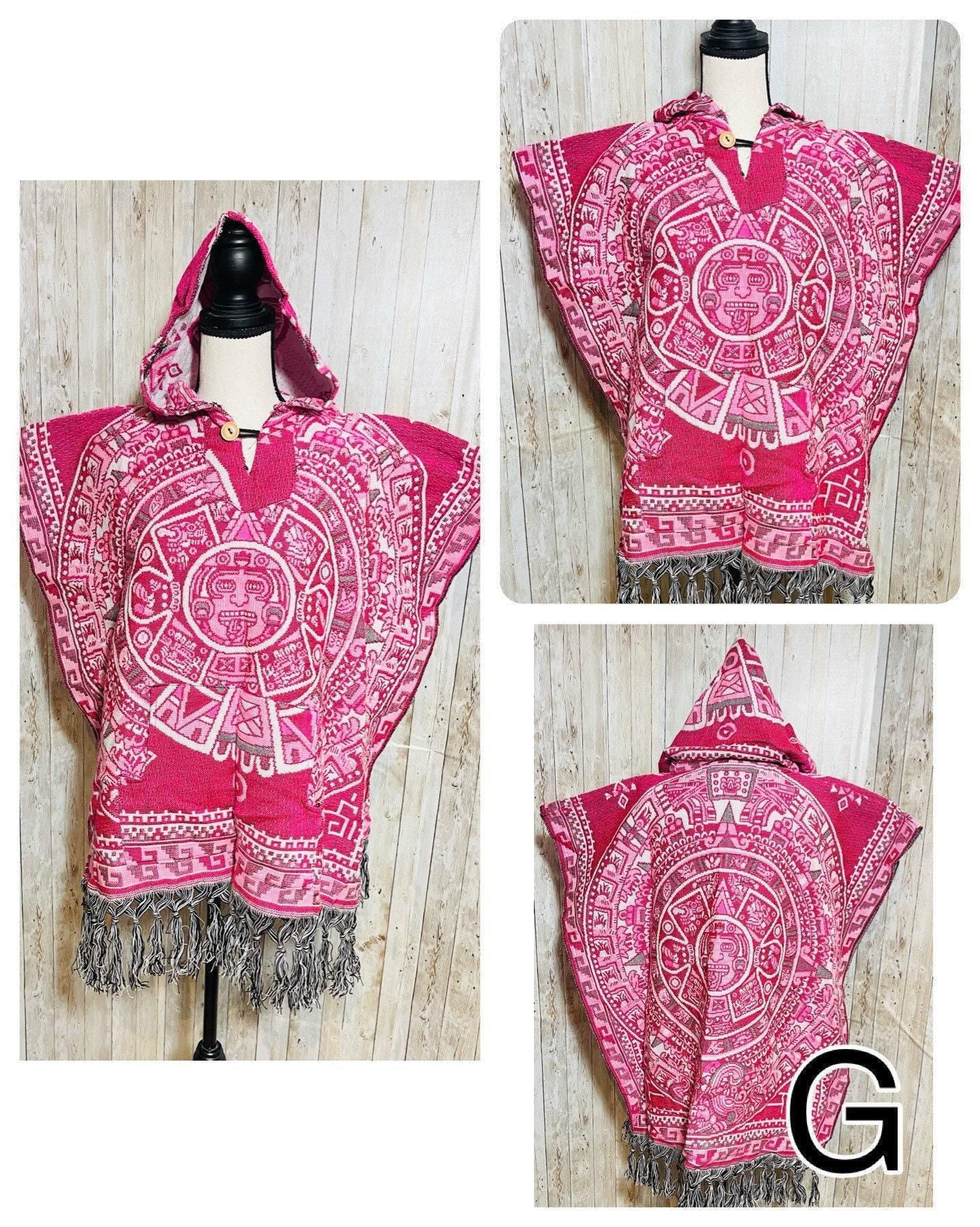 Poncho Gavan Mexicano Calendario Azteca con Gorra Mexican Hoodie