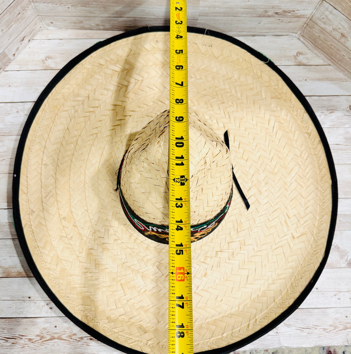 Sombrero Tradicional Mexicano de Palma Con Cinta Bordada De Mexico Straw Hat