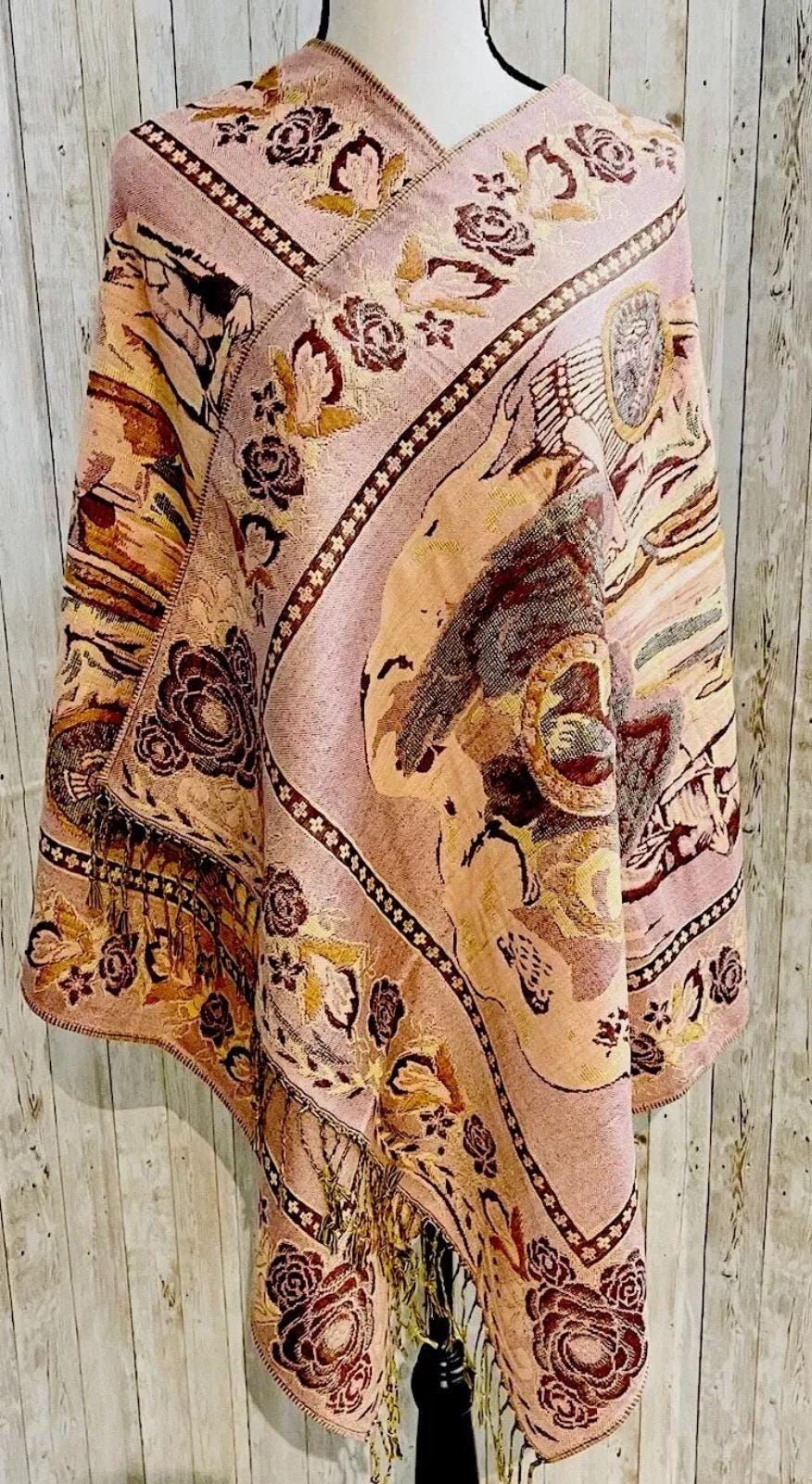Virgin Mary Mexican Shawls Rebosos Wraps Rebosos de La Virgen Maria con Emiliano Zapata y Montezuma