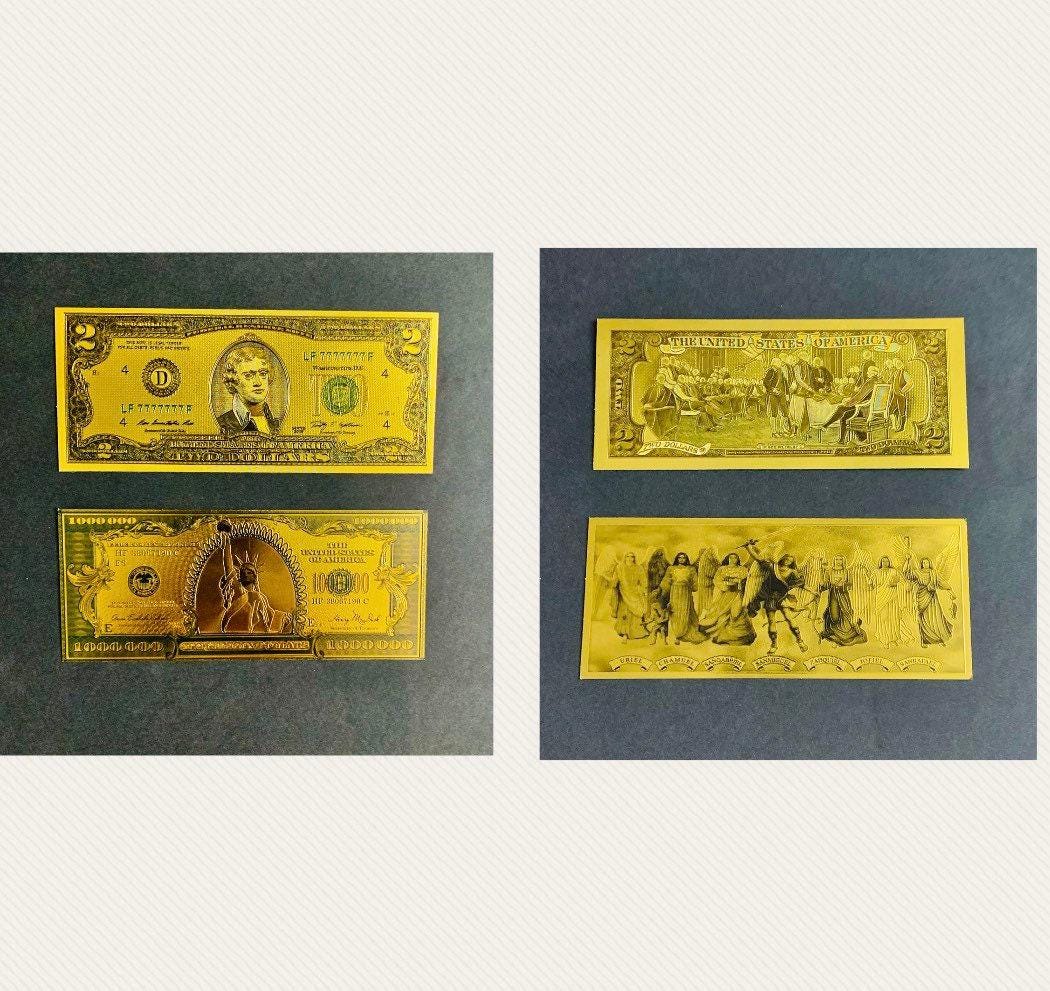 3 Billetes de Amuleto Ley De Attraccion Dinero 1 Billete de Millon, 1 Billete de Cien 1 Billete de 2 Amulet Law Of Attraction Money Bills