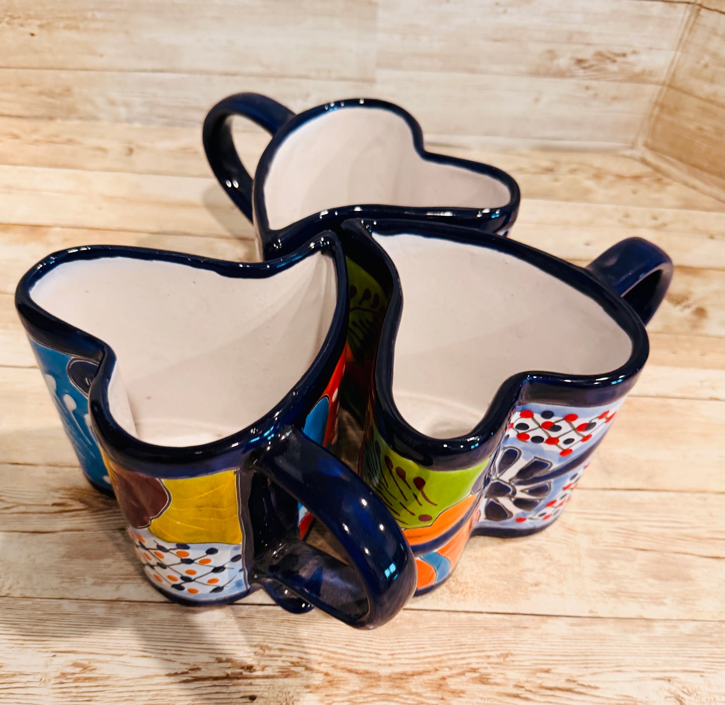 Tazas de Talavera en Forma de Corazon Mexican Heart Shaped Talavera Mugs