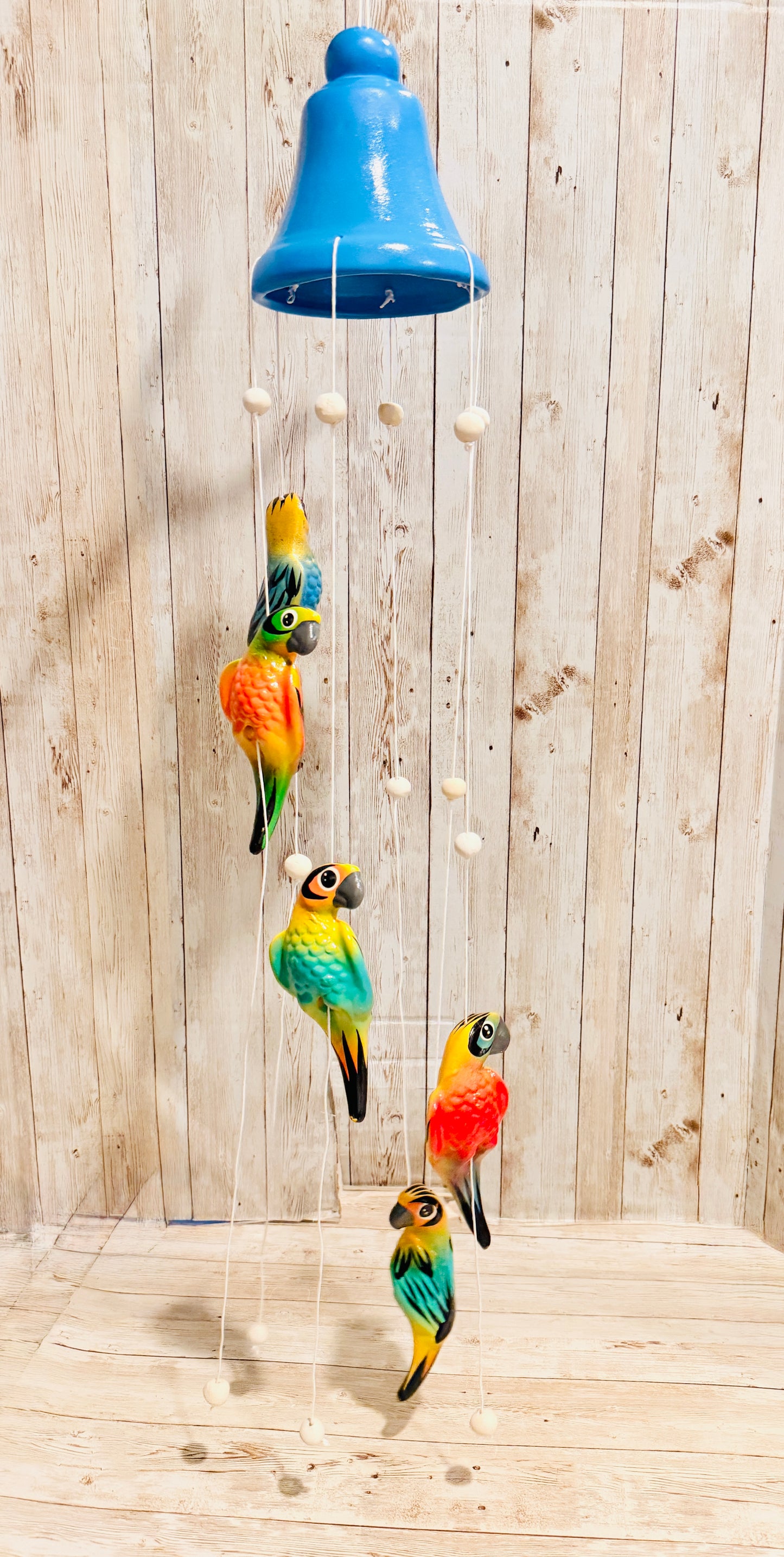 Mexican Ceramic Parrots Wind Chime Campana de Viento Mexicana de Cotorritoa