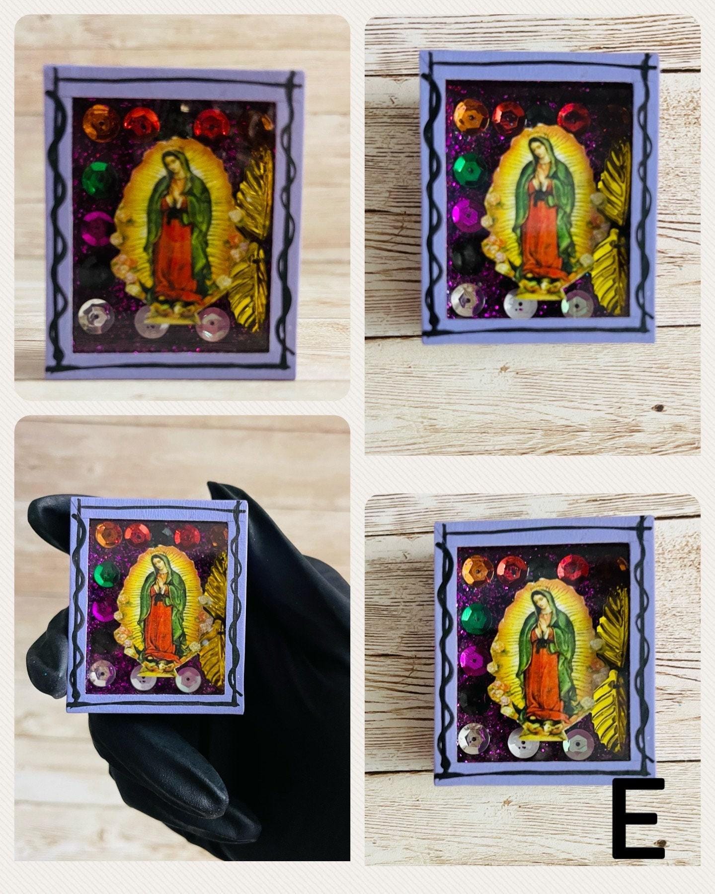 Nicho Mexicano Con Iman de La  Virgen Maria Virgin Mary Magnet Shadow Box Nicho