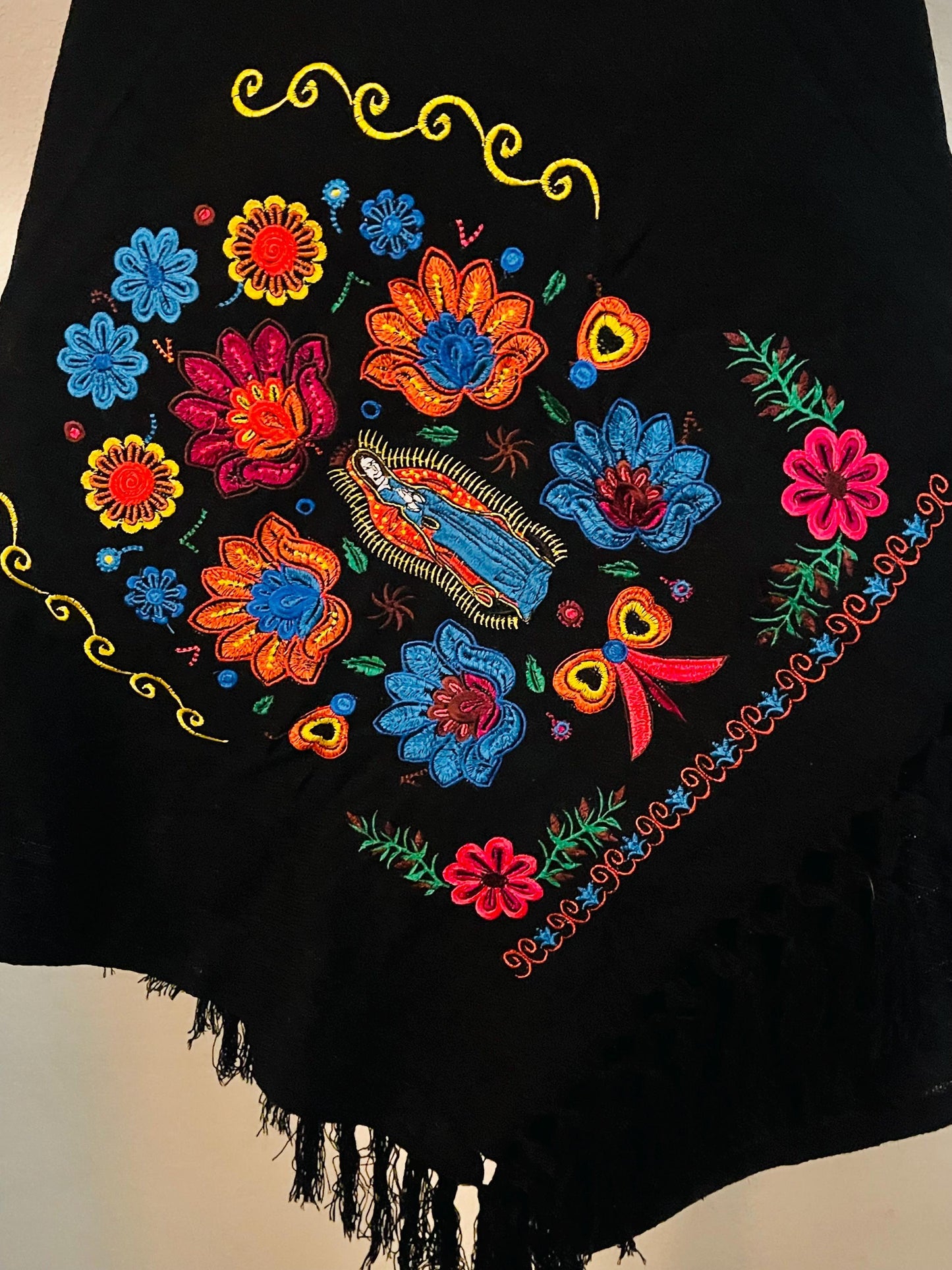 Embroidered Handmade Mexican Shawl Reboso Bordados en Telar