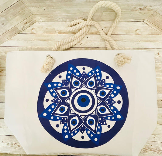 Hamsa Evil Eye Hand Canvas Tote Bolsa Mexicana Artesenal Hamsa Mal De Ojo