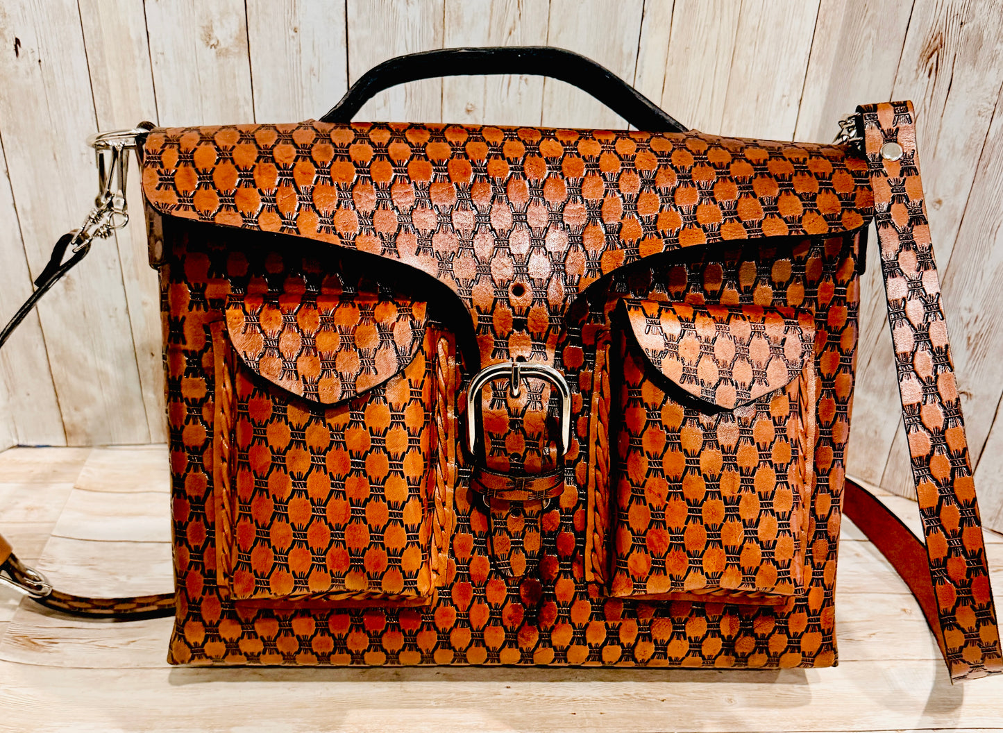 Unisex Leather Handmade Portfolio Leather Business Briefcase Mexican Artesanal Satchel Portafolio Artesanal de Piel de Cuero Amartillado