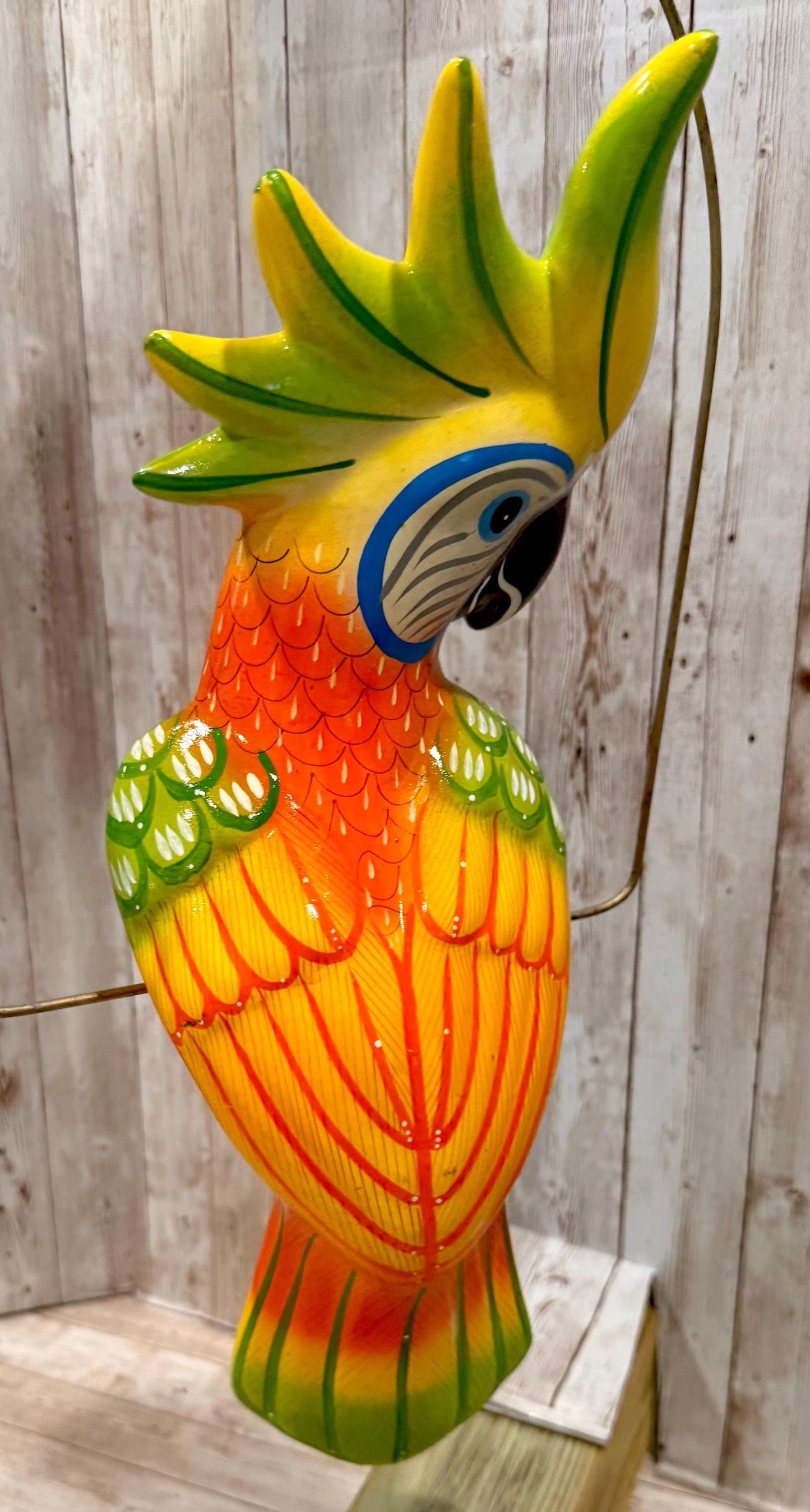 Hanging Exotic Bird in Ring Mexican Pottery Ceramic Pajaro De Cerámica
