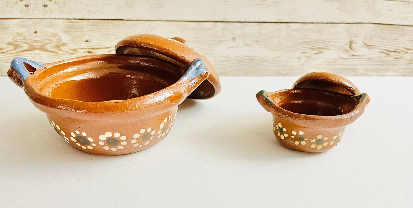 2x Mexican Casseroles 2x Cazuelas de Barro con Tapa