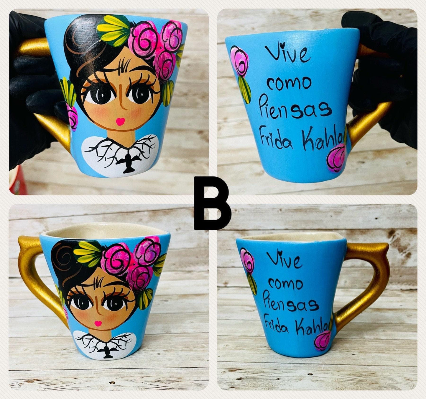 Frida Kahlo Ceramic Heart Mug Cups Tazas De Ceramica De Corazon Frida Kahlo