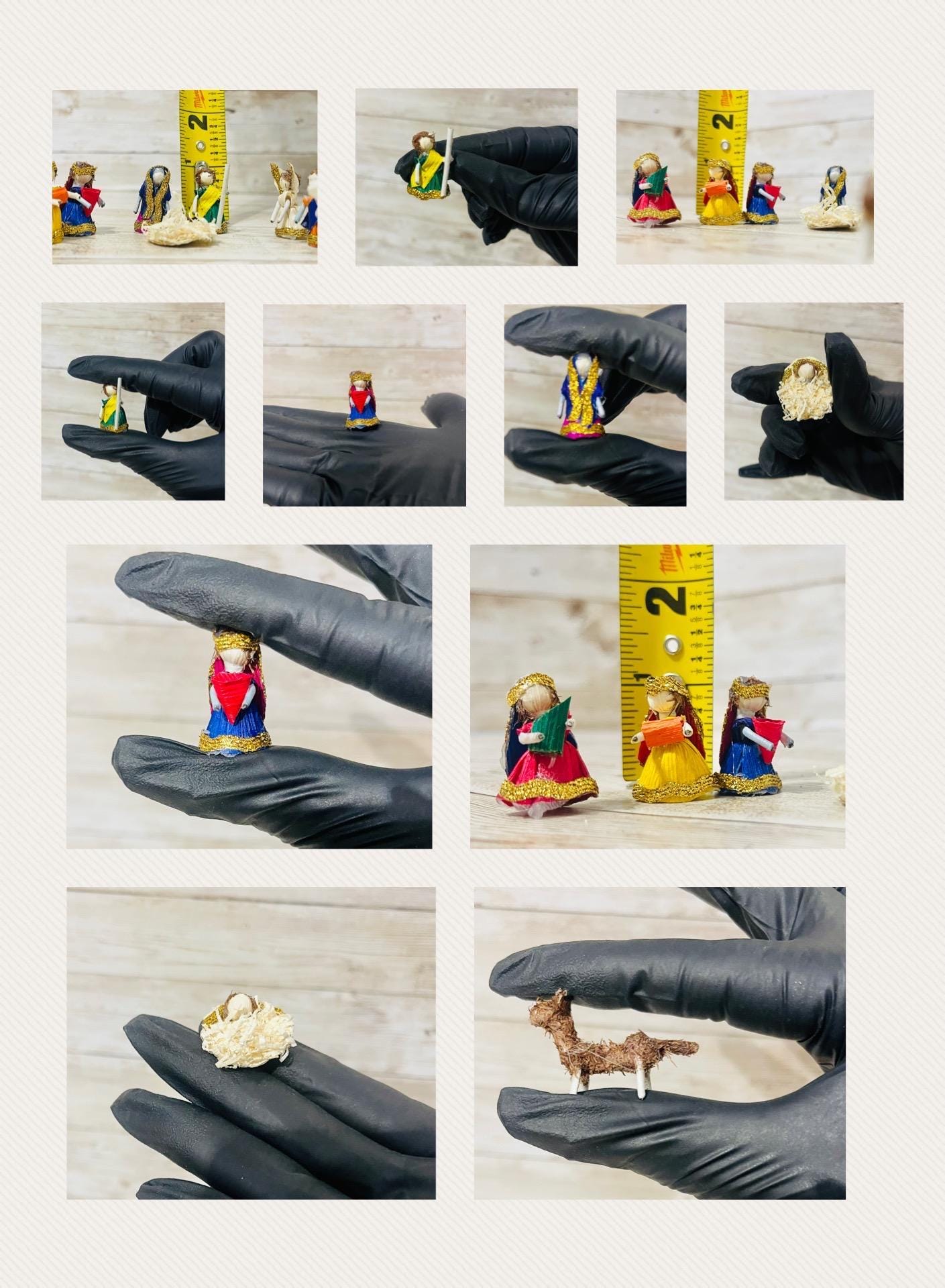 Mini Corn Husk Nativity Set Nacimiento Navideño Mini de Hoja de Maiz 1 Inch Tall