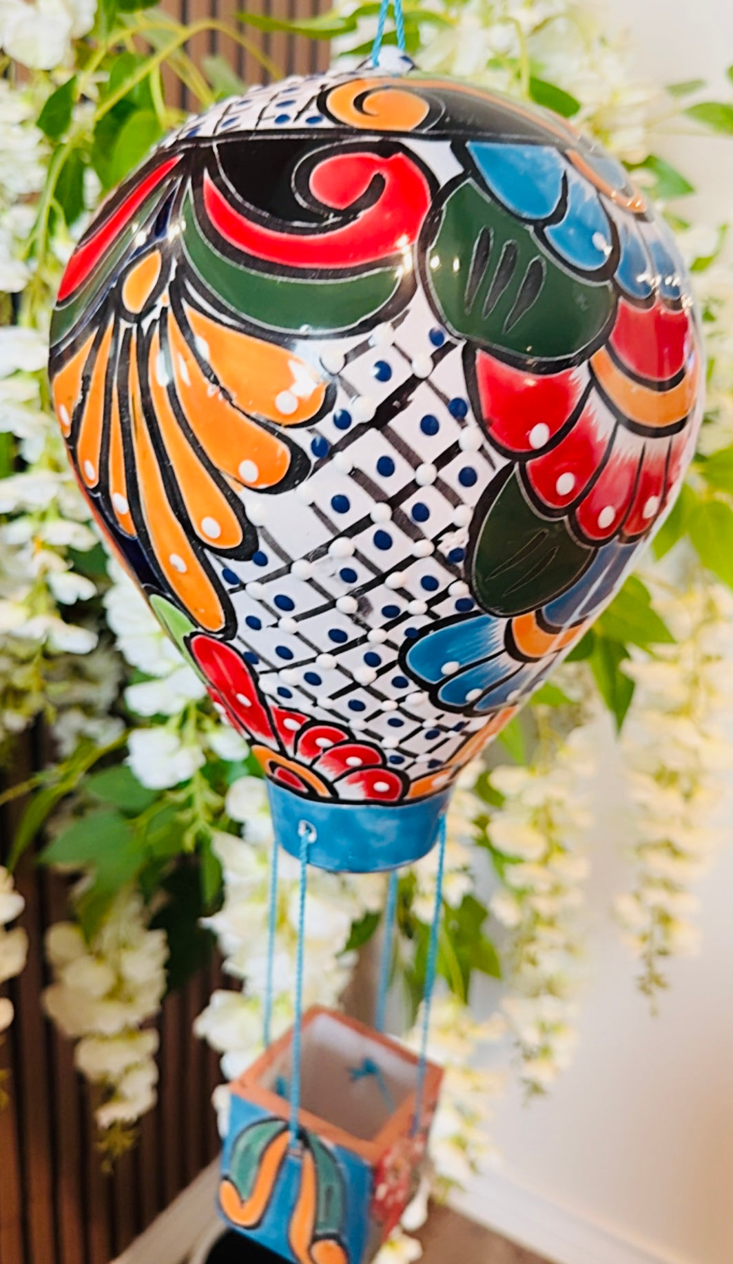 Mexican Talavera Hot Air Ballon Ceramic Hanging Decor Globo Aerostático Mexicano de Talavera Globo de Aire