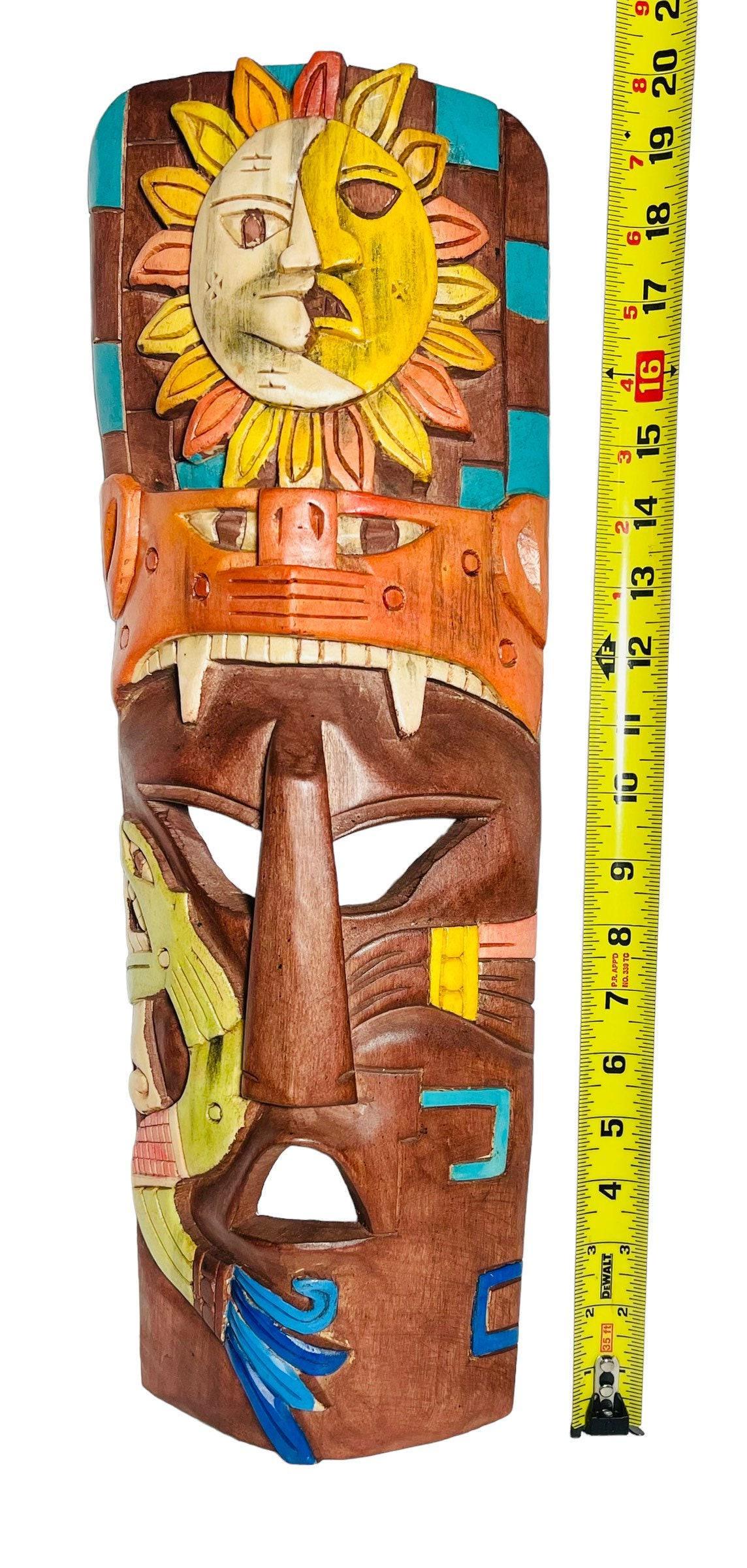 Prehistoric Wooden Mask Mayan Culture Hand Carved Mexican Wall Art Artesanias Mexicana Mascara Maya De Madera