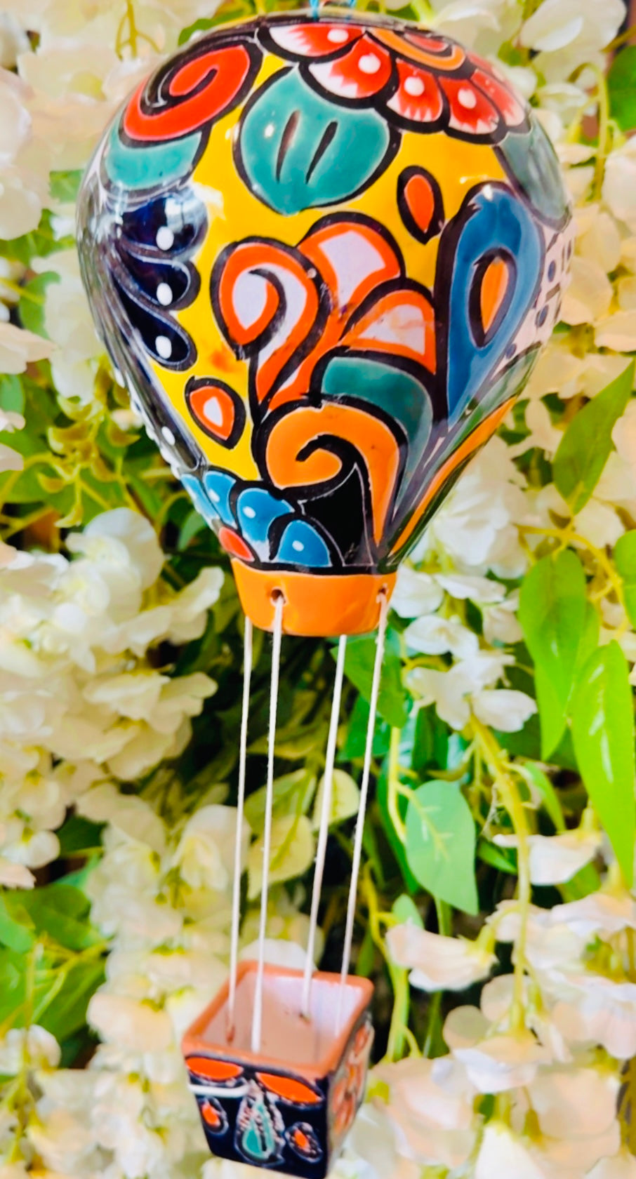 Mexican Talavera Hot Air Ballon Ceramic Hanging Decor Globo Aerostático Mexicano de Talavera Globo de Aire