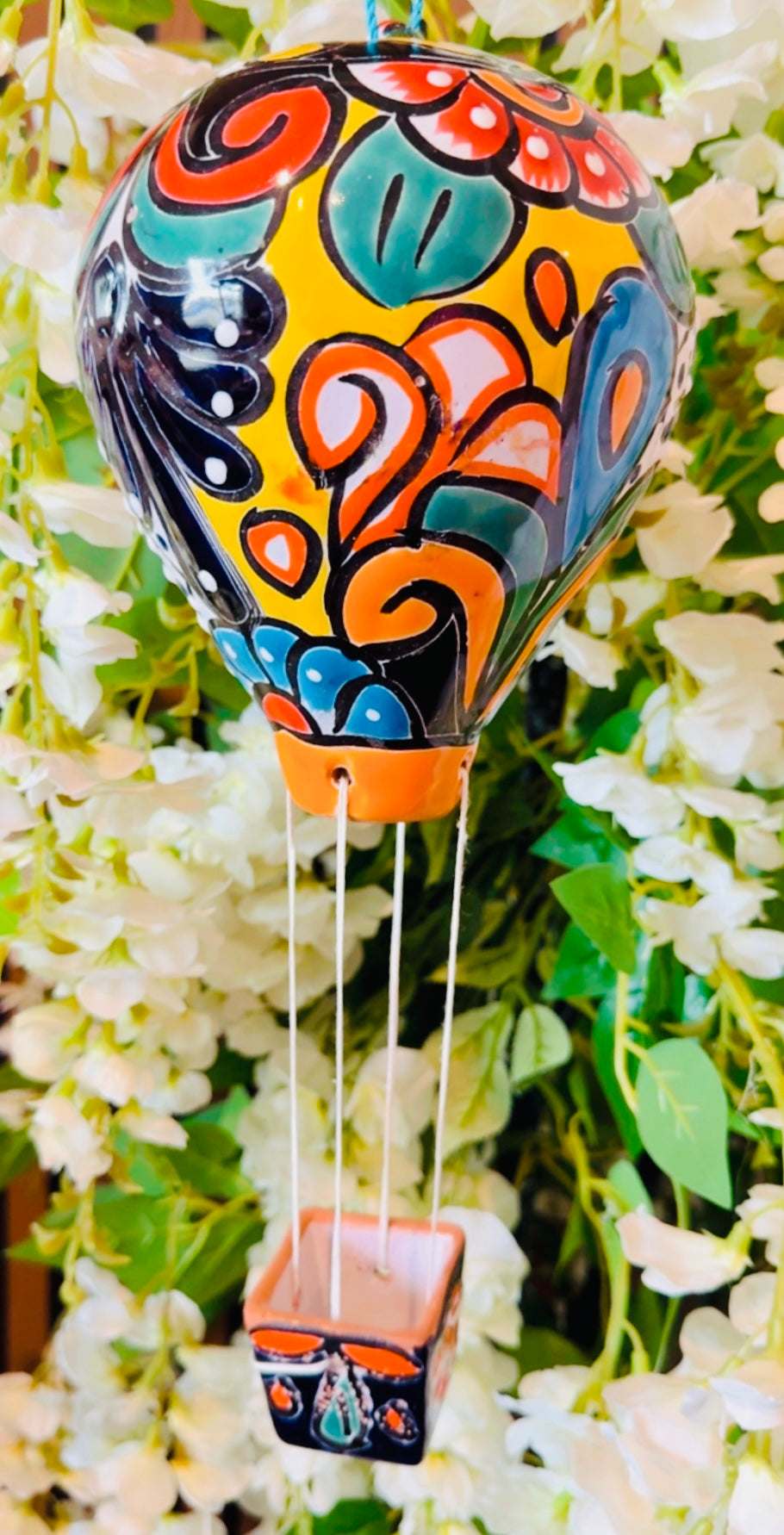 Mexican Talavera Hot Air Ballon Ceramic Hanging Decor Globo Aerostático Mexicano de Talavera Globo de Aire