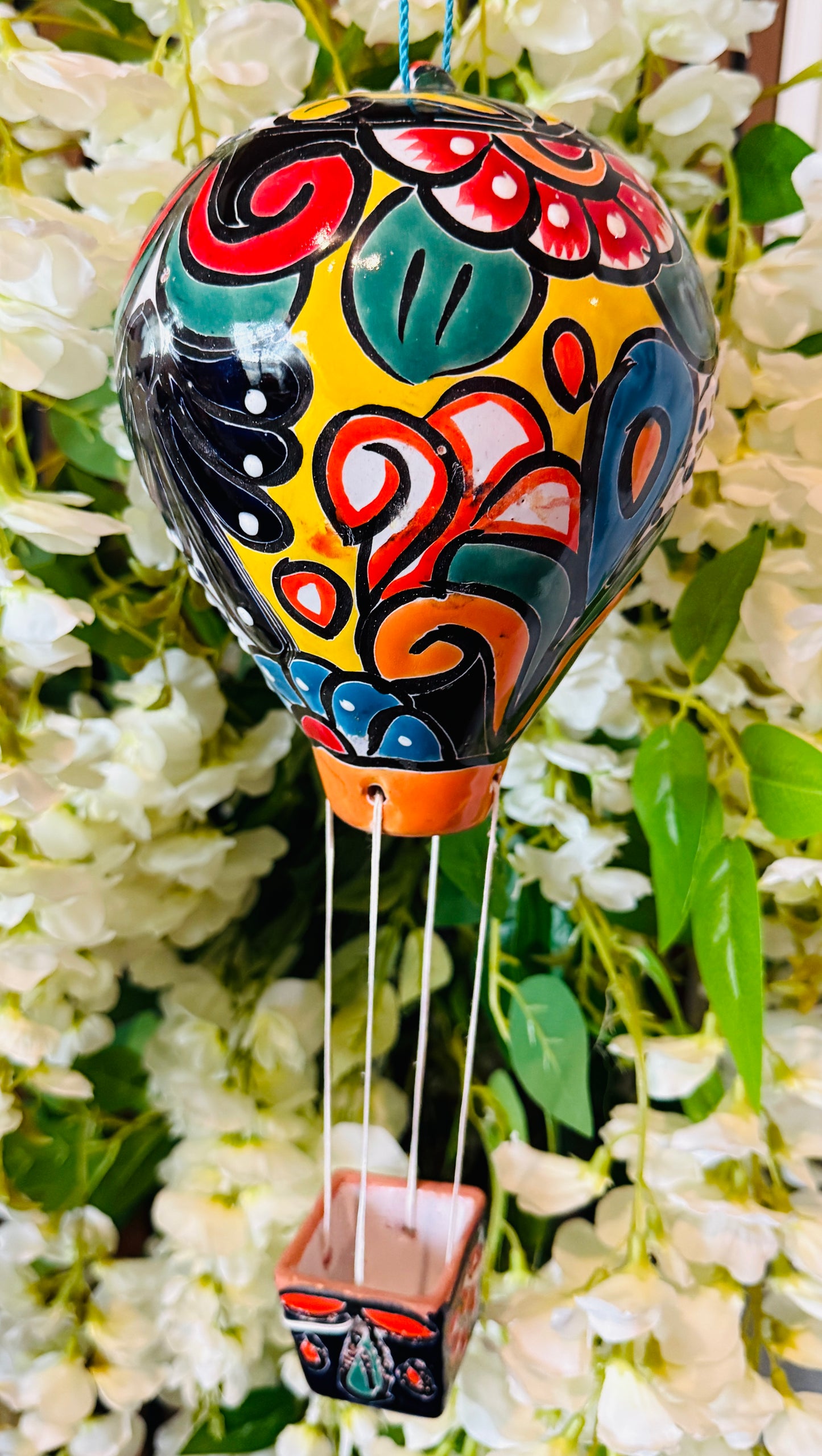 Mexican Talavera Hot Air Ballon Ceramic Hanging Decor Globo Aerostático Mexicano de Talavera Globo de Aire