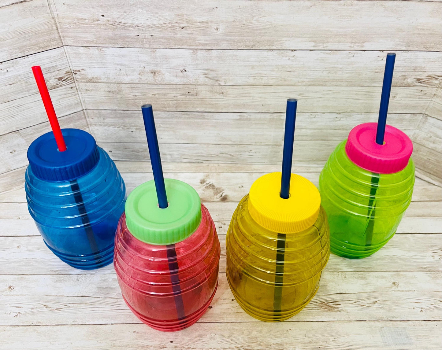 4 Color Vitroleros with Straw Lid Holes 32 oz 4 Vitroleros de Color